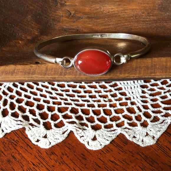 Sterling MEXICO CII Hinged Bangle Changeable Stones + 925 Hammered Focal - Picture 3 of 9